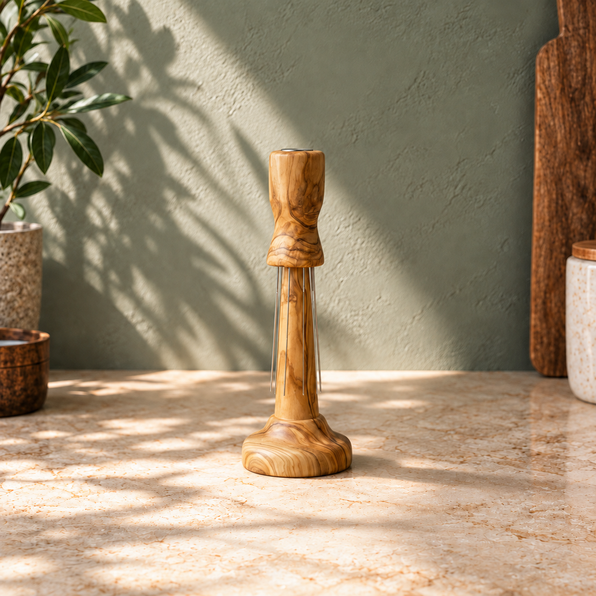 Handcrafted Wood WDT Tool — 7-Needle 0.35mm with Magnetic Stand