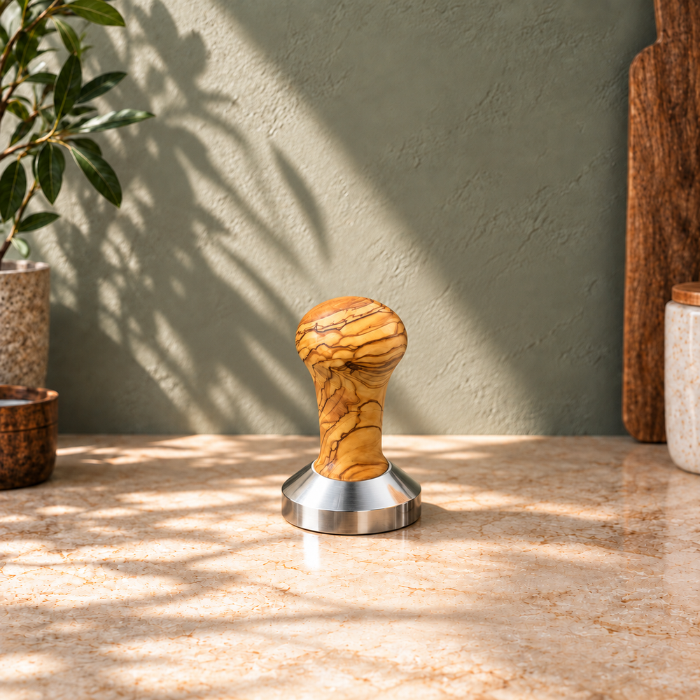 Handcrafted Wood Espresso Tamper with Stainless Steel Base