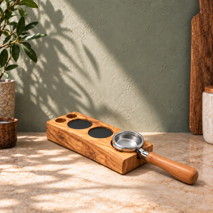 Handcrafted Wood Portafilter Stand for 49–58mm Portafilters