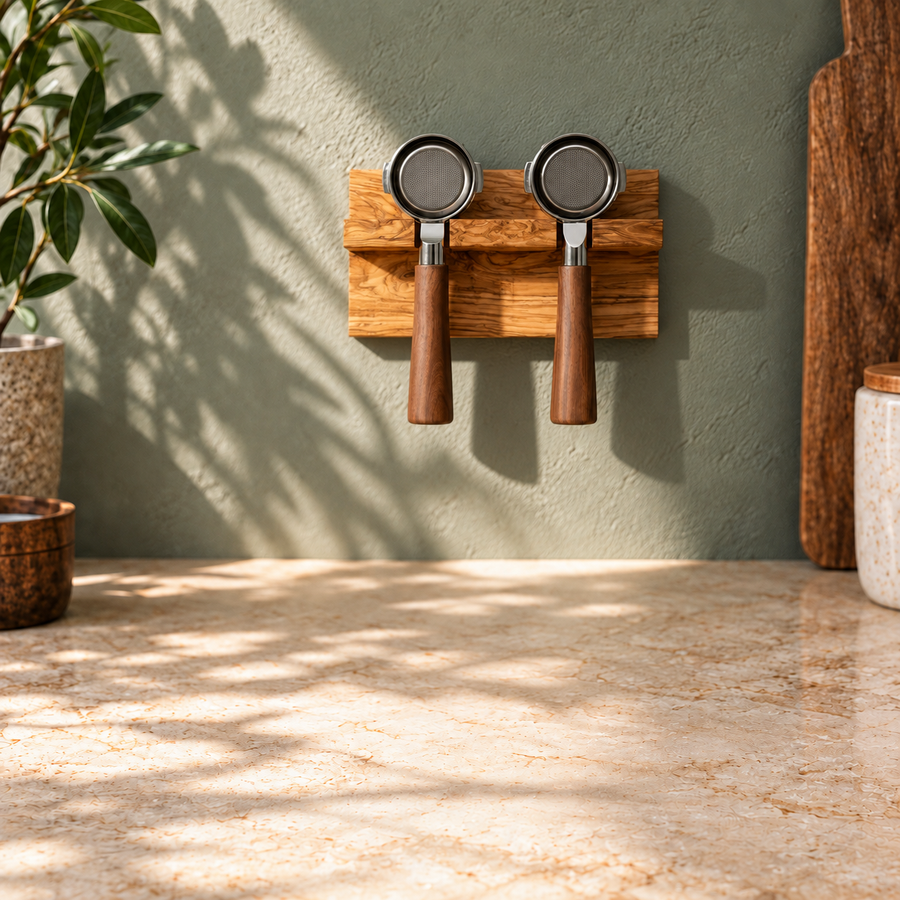 Handcrafted Wood Portafilter Wall Rack